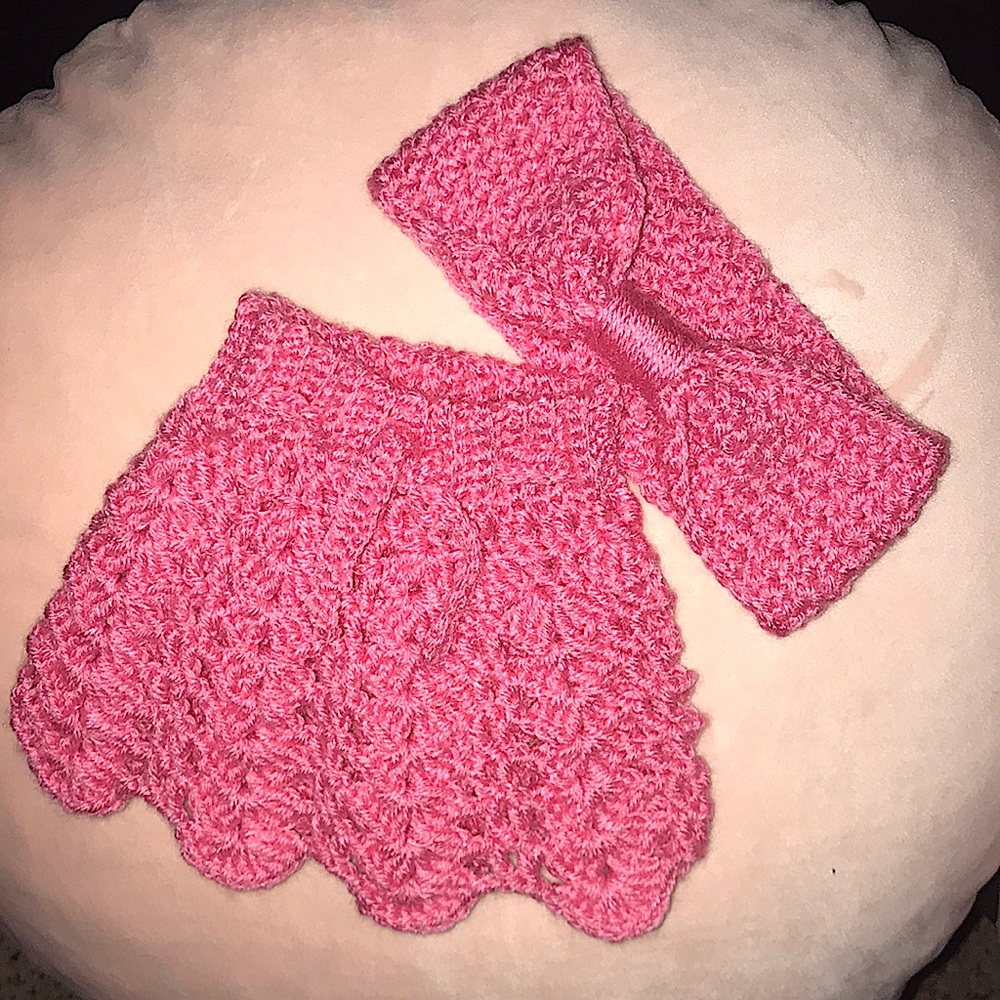 Handmade Crochet Baby Shirt with matching headband